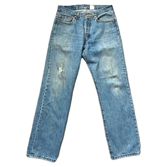 VINTAGE LEVI’S 501 Light Blue Straight Jeans 32 - Picture 1 of 16